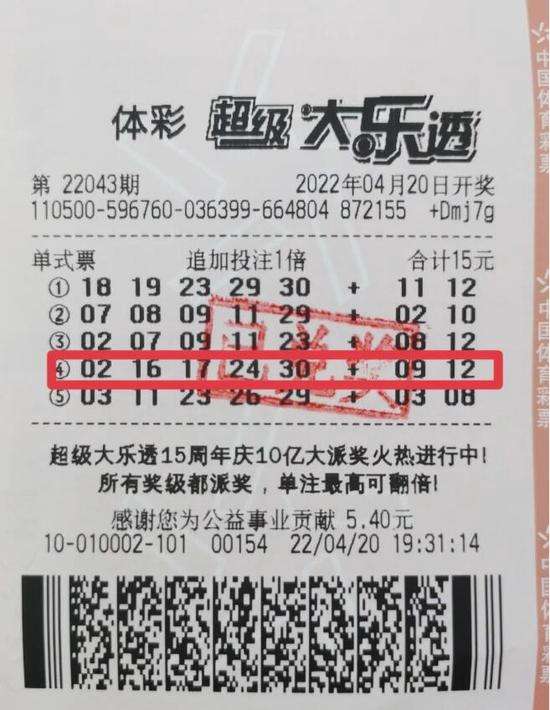 中奖彩票