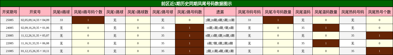 凤尾号码分析