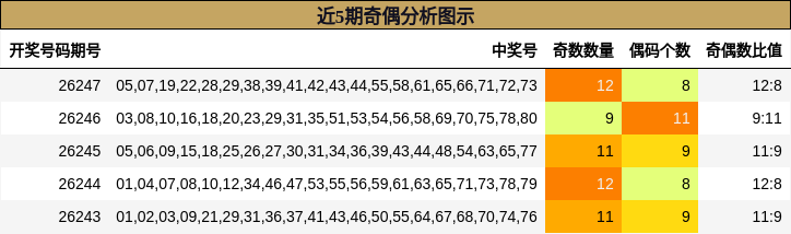 近5期奇偶分析图示