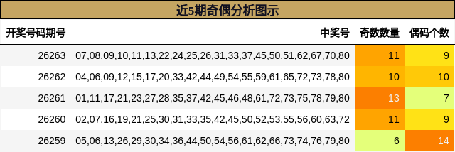 近5期奇偶分析图示